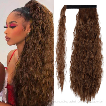 Private Label Curly Synthetic Hair Ribbon ponytail for Women Natural Hair wrapping around ponytails